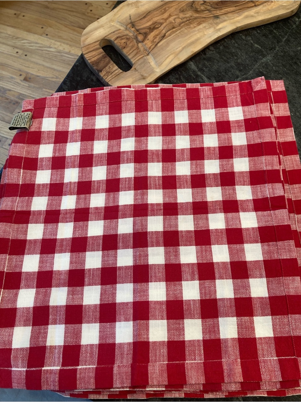 Pottery Barn Baxter Gingham Cotton Napkins Set 5 Red White Picnic - Picture 3 of 10